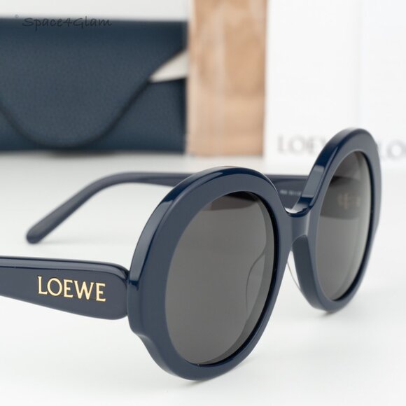 BRAND NEW Loewe LW40135I SLIM 90A Shiny Blue Smoke Round Women Sunglasses - Picture 1 of 8